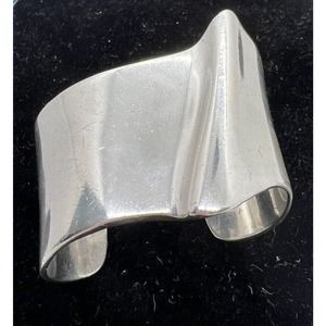 Gorgeous 1974 Brusca Dante Freeform Modernist Sterling Wave Cuff Silver Bracelet